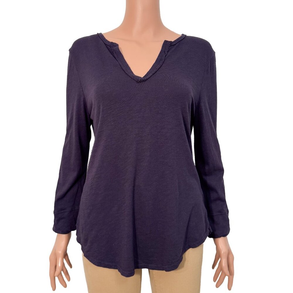 Tila Women’s Medium Purple V-Neck Long Sleeve